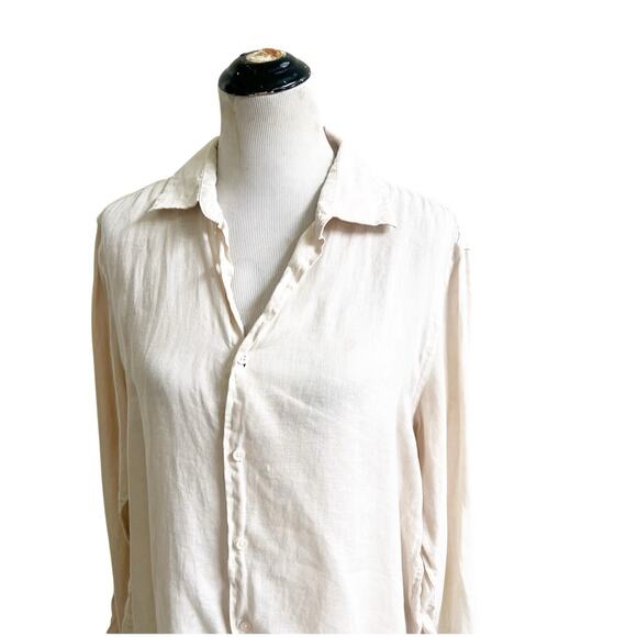 Club Room Luxury 100% Linen Button Down Long Sleeve Light Beige Coastal Boho - Picture 6 of 11